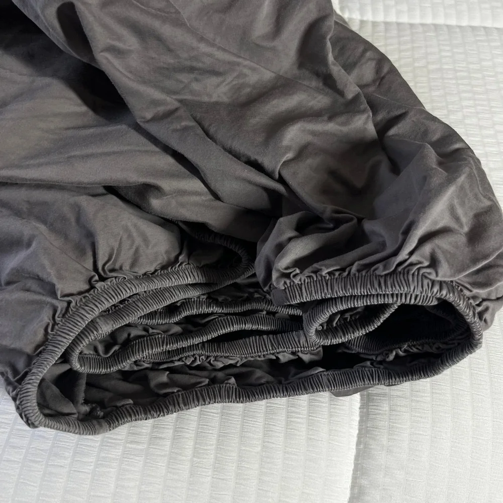 Threadmill Home Linen Twin XL Sheet Set 2-Piece 100% Cotton Charcoal Gray